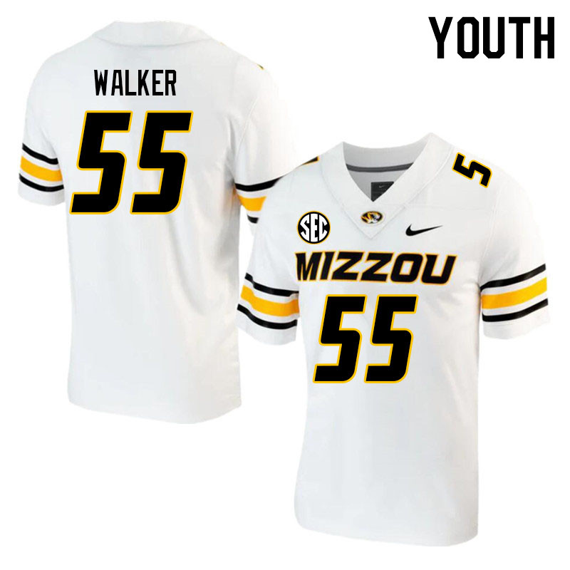 Youth #55 Arden Walker Missouri Tigers College 2023 Football Stitched Jerseys Sale-White - Click Image to Close